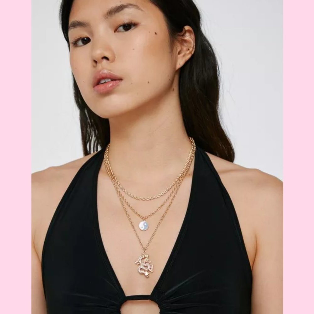 NWT Nasty Gal Ying Yang Layered Necklace